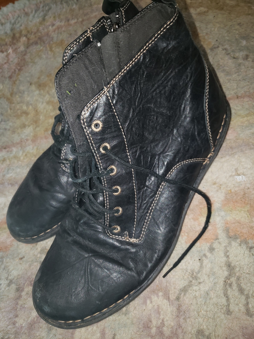 Clarks Black Leather Lace-Up Ankle Booties